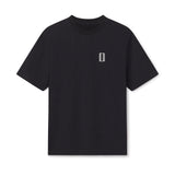 ultra-soft, preshrunk cotton jersey. Image of WHITESPACE Premium Tee in black on white background. Front.