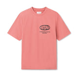 ultra-soft, preshrunk cotton jersey. Image of WHITESPACE Premium Tee in mineral red on white background.