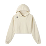 Women's Apparel. Tailored layers with softness, strength, and minimalist design. Image of WHITESPACE Cropped Hoodie, bone color