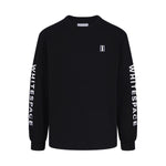 Black Whitespace Block tee in long sleeves on a white background.
