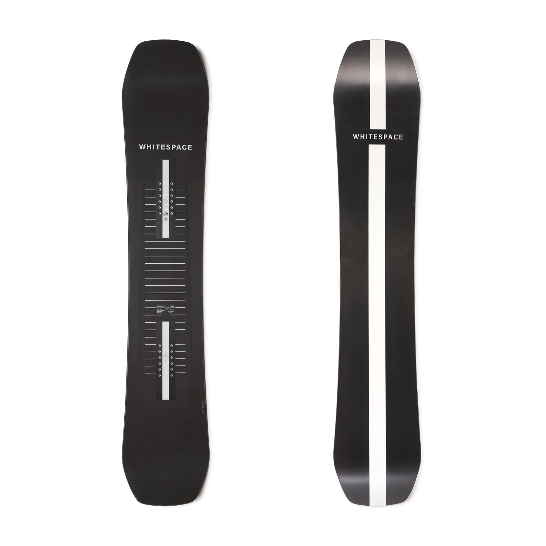 Black Freestyle SW Pro snowboard shown from the front and the back on a white background