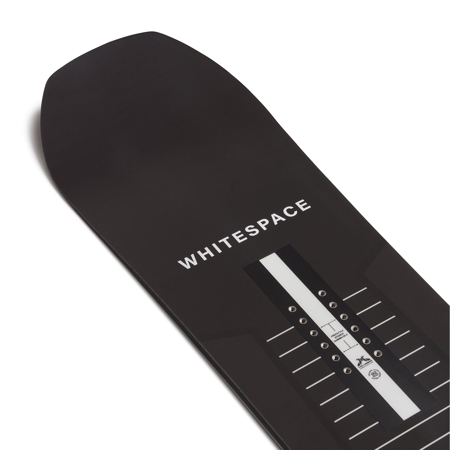 Black Freestyle SW Pro snowboard deck with Whitespace label on a white background