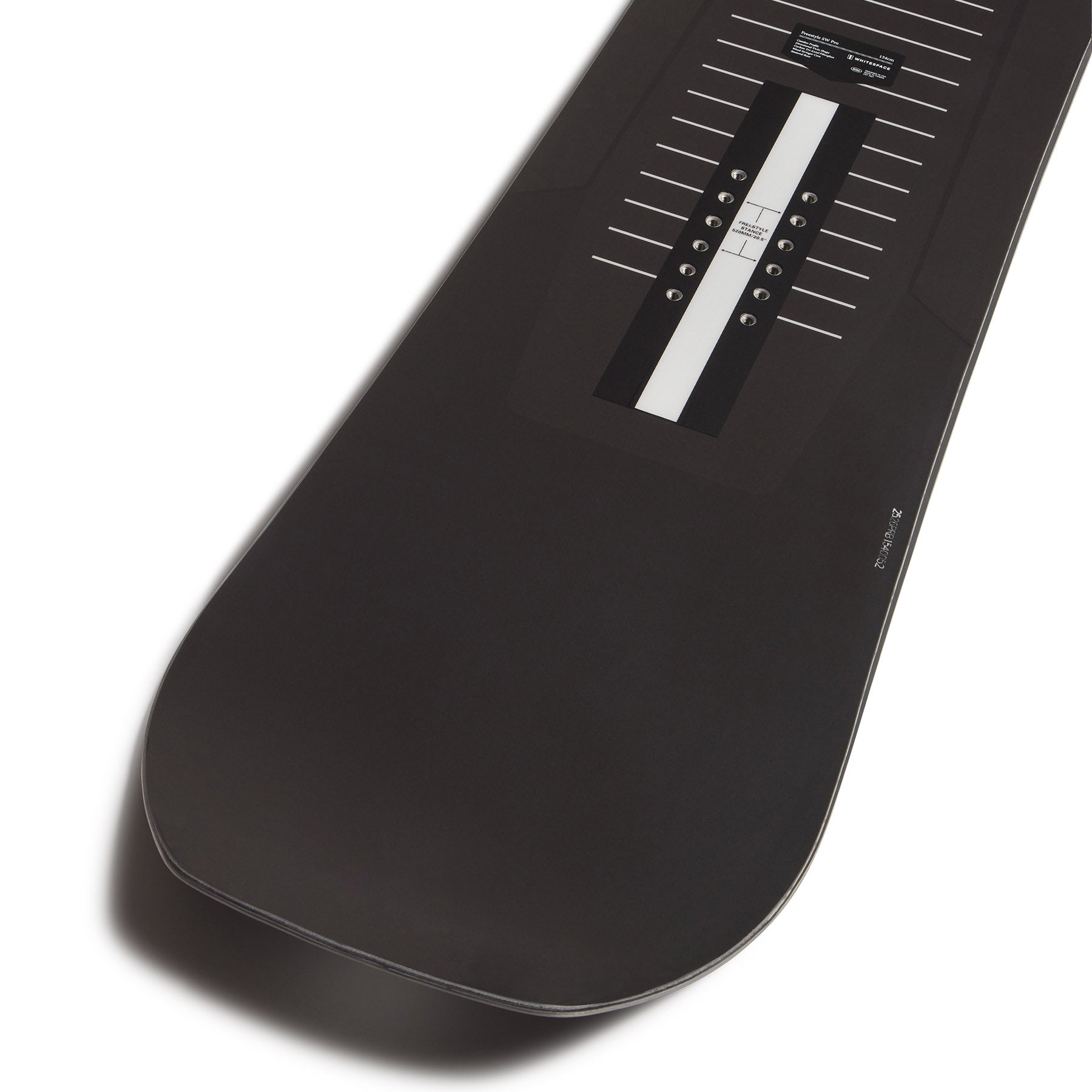 Black Freestyle SW Pro snowboard deck a white background