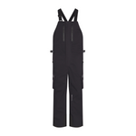 Black bib ski overalls on a white background