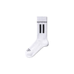 White sock with WHITESPACE branding on a white background