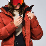 Insulated Puffy Parka Jacket - Smoked Red