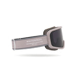 Dark tinted goggles in RockRidge Granite colorway with 'Whitespace' branding from a side view on a white background.