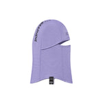 Purple balaclava with WHITESPACE logo on a white background