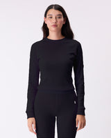 Waffle Knit Crewneck - Caviar