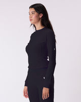 Waffle Knit Crewneck - Caviar