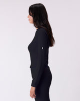 Waffle Knit Crewneck - Caviar