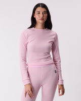 Waffle Knit Crewneck - Pink Lady