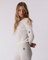 Waffle Knit Crewneck - Whisper White
