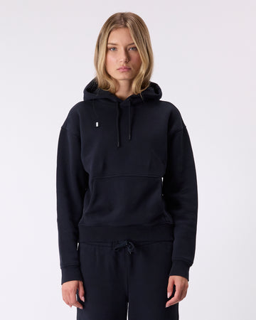Cropped French Terry Hoodie Caviar