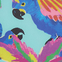 Colorful parrot illustration on a light blue background
