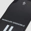 Close up of Moncler Grenoble snowboard in black.