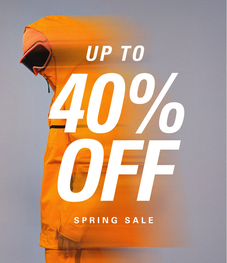 Orange jack and goggles showcasing the spring sale up to 40% off promotion.
