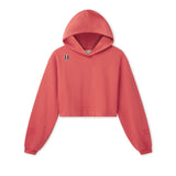 WHITESPACE Cropped Hoodie in mineral red, on a white background.