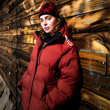 Insulated Puffy Parka Jacket - Smoked Red