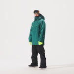 Video of model wearing black pants and Whitespace Parka Jacket in Atlantic Deep colorway.