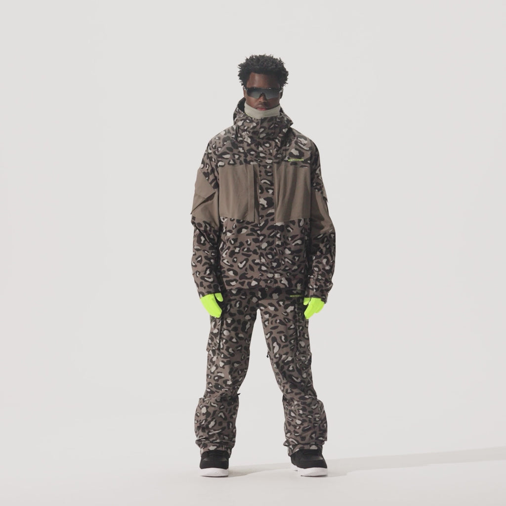 Video of model wearing AMF Cargo Jacket in Leopard colorway and coordinting AMF Riding Pants in Leopard.