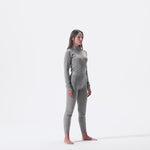 Video of model wearing women's merino baselayer kit in falcon.